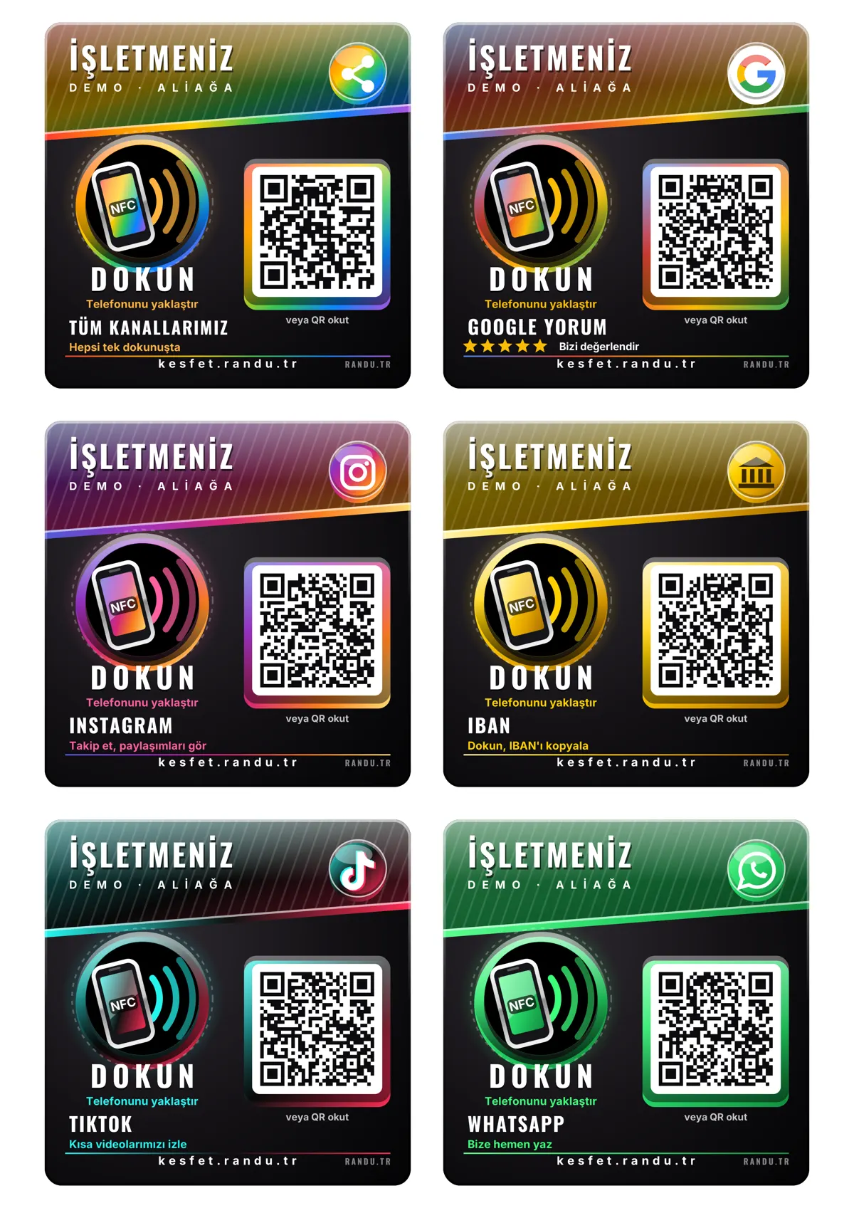 RANDU NFC/QR akıllı kart tasarımları
